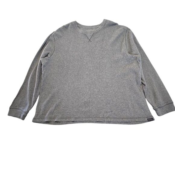 Eddie Bauer Mens Gray Thermal Waffle Knit Shirt 2XL‎ Heavy LS Rugged Gorpcore - Picture 1 of 10